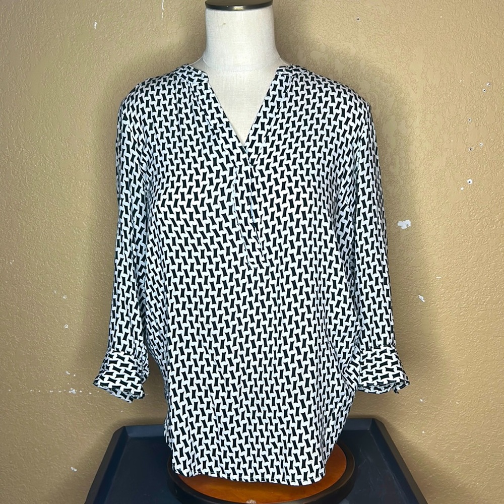 White and Black Blouse